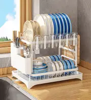 Joybos® Stainless Steel 2-Tier Dish Drying Rack for Kitchen Counter White