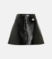 [Courreges] Courrèges Logo A-line faux leather miniskirt AU 14 black