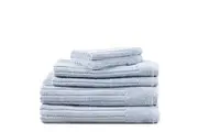 6pc Canningvale Caressa Cotton Bath/Hand/Face Washers Towel Set Ice Blue
