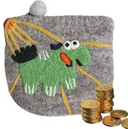 [znutc] Wool Felt Purse | Orange Coin Storage Purse - Pear Coin Bag Orange Coin Storage Purse Felted Wallet Animal Wool Felt Small Wallet