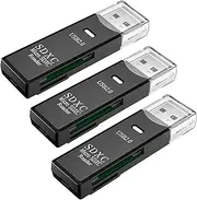 USB SD Card Reader for PC, 3 Packs Micro SD Card to USB Adapter, Card Reader for Camera Memory Card Reader, Card Reader for Laptop (3 Pack USB2.0)