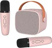 Mini Karaoke Machine with 2 Wireless Microphones, Portable Bluetooth Karaoke Machine for Kids Adults, Voice Changing Effects Boys Girls for Party/Outdoor/Travel (Pink)