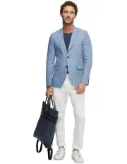 [Oxford] Blake Linen Check Blazer in Sky