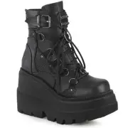 Demonia Shaker-60 Gothic Punk Rock Wedge Platform Boots
