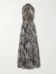 [DIANE VON FURSTENBERG] DIANE VON FURSTENBERG - Drew Reversible Printed Mesh Maxi Dress - Brown - medium medium Brown