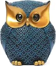 Artpaul Owl Statue Home Decor Accents Small Decor Items for Shelf Owl Figurines Home Decorations for Living Room Office Bedroom, Gifts for Owl Lover (Blue)