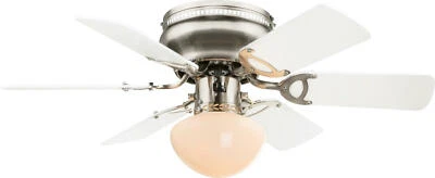 Small Ceiling Fan With Lamp And Pull Switch Ugo White & Grey 76 CM