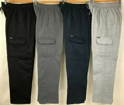 Cargo Pocket Fleece Track Pant, Tracksuit Pant Joggers Work Pants W/Straight Leg