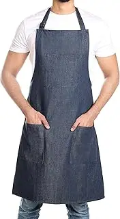 Denim Apron 100% Cotton with 3 Pockets |Chef Apron For Men Women, Apron For BBQ And Kitchen Apron|36’’x28’’ Inches (Length x Width)|Flexible Neck Strap| Easy To Clean Dirty Stains