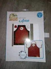 Susan Winget red /black check rooster print learn to sew apron fabric panel