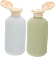 2Pcs Refillable Toiletry Bottles Portable Shampoo Conditioner Travel Containers with Flip Cap for Easy Dispensing Stylish Avocado Design for Personal Care
