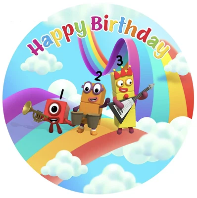 NUMBER BLOCKS BANNER LEARNING RAINBOW ROAD MUSIC ROUND BIRTHDAY BACKDROP