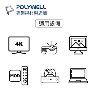 POLYWELL 寶利威爾 HDMI延長線 2.0版 公對母 15公分~3米 4K 60Hz HDMI 工程線 延長線