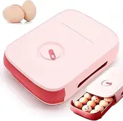EZONEDEAL Egg Holder For Fridge, Stackable Fridge Organizers and Storage with Lid, Egg Dispenser & Tray, Egg Container For Refrigerator, Egg Fresh Storage Box, Egg Organizer (Pink)