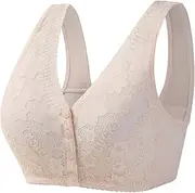 [Generic] Sports Bra Cotton Front Close Bra T Back Plus Size Seamless Unlined Bra for Large Bust No Show Sports Bra