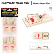 40 x Wooden Mouse Mice Traps Reusable Rodent Rat Snare Catcher Trap Pest Control