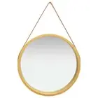 Wall Mirror with Strap 60 cm Gold Decorative Home Accent Modern Design 20369