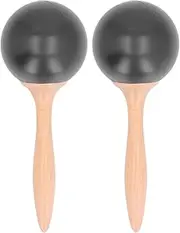 Wooden Handled Maracas Shaker, 2 Piece Set Sand Hand Percussion Instrument for Live Music, Rhythm and Performance