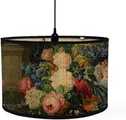 Crapyt Lamp Shades Print Oval Lamp Shade 11.81"×7.87" Vintage Lampshades for Chandeliers and Floor Lamps Flower Pattern E27