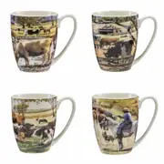 Ashdene Grazing Paddocks Set 4 Assorted Coffee China Mugs