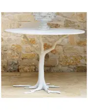 Global Views White Faux Bois Dining Table