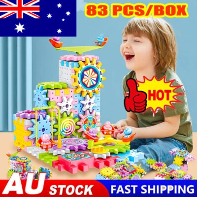 83pcs Electric Gear Building Blocks Toys Creative Intelligence Puzzle Game XmQS