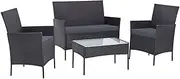 Gardeon 4 Seater Outdoor Sofa Set Wicker Setting Table Chair Furniture Dark Grey