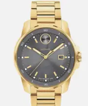 Movado Bold Verso 3601250 Automatic Swiss Watch Gold PVD 43mm Grey Dial NWT