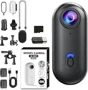 Treklon POV Camera, Treklon Body Camera, Stallionframes 4K Thumb Action Cameras, 4k Pocket Action Cam, 170° Wide Angle, for Cycling, Pet Walking and Outdoors Activities (Black,128g)