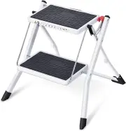 2 Step Ladder with Wide Anti-Slip Pedal, Folding Lightweight Step Stool, 150Kg P