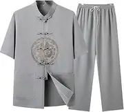 [ChangNanJun] Shanghai Story Short Sleeve Martial Arts Suit Chinese Character Fu Embroiery Tang Suit Kung Fu Uniforms