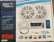 Boss 200W Bluetooth Marine Radio, w/ Dual Marine Speakers, AM/FM Remote & AUX