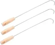 LALADEFIEE 3pcs Meat Hooks with Handle BBQ Turners for Grilling Picnic and Restaurant Use Lightweight Easy to Clean for Flipping and Grasping Meats