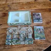 CardHolder Vintage Cozy Glen Cottage Hand Painted Limited Addition Franklin Mint