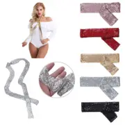 Women's Glitter Sparkle Metal Sequins Neck Tie Scarf Long Wedding Evening Party