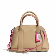 NWT COACH Bleecker Mini Preston Satchel Edgepaint Leather Camel Pink Ruby F30344