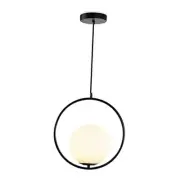 Lighting Modern Globe Pendant Light Black Large Globe Hanging Light 9.8"-Black