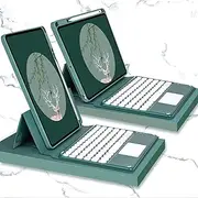 Jarttarn Keyboard Case for iPad 6th Generation 5th Gen iPad Pro 9.7, Cover with Touchpad Cute Color Keyboard Vertical Stand Movable Clear Back Case Detachable Keyboard (DarkGreen)