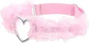 [Healeved] 1 Pair Stylish Elastic Lace Thigh Band with Alloy Heart for Women Comfortable Prevents Thigh Chafing for Weddings Parties Everyday Wear Pink