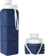 20.7oz Blue Collapsible Water bottles with Leakproof Lid –Food-Grade BPA-Free Si