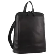 Milleni Ladies Nappa Leather Bag Twin Zip Backpack w/ Zipped Pocket Black