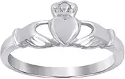 [JewelryWeb] 925 Sterling Silver Womens Love Heart Irish Claddagh Celtic Trinity Knot Ring Jewelry for Women - Ring Size Options: 6 7 8 9
