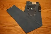 NWT MEN'S TRUE RELIGION JEANS Multiple Sizes Geno Big T Flap Slim Medium $199