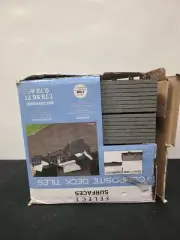 SELECT SURFACES 8 PACK NEWPORT DECK TILES, GRAY, 7.75 SQ. FT. *DISTRESSED PKG*