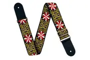 Guitar Strap - XTR 2 Inch Black Deluxe Poly Cotton Black & Gold Floral