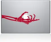 The Decal Guru Skeleton Hand Grabs Decal Vinyl Sticker, 13" MacBook Air, Red