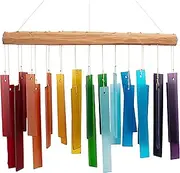 Blue Handworks Sea Glass and Driftwood Chime - Sandblasted Glass and Found Wood Hand Crafted Wind Chime