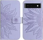 Compatible with Google Pixel 6a 5G Cover,Compatible with Google Pixel 6a 5G Flip Kickstand Card Slots Magnetic Closure Phone Case Purple