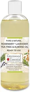 Greenwood Essential Rosemary Lavender Tea Tree and Almond Oil, Ancient Recipe for Healthy Hair and Scalp Massage Pure and Natural 200ml (6.76oz)