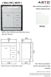 750mm bathroom vanity cabinet with Polymarble basin top -MARS #MS75E